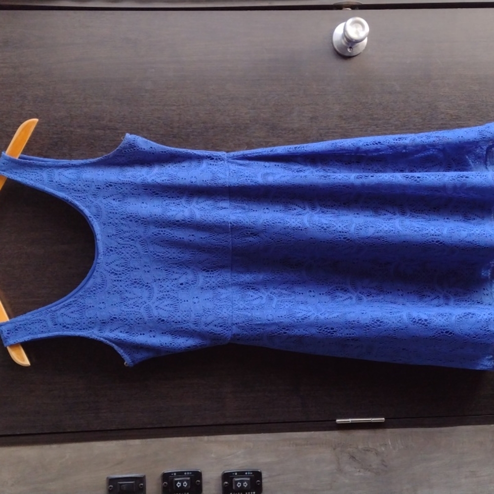 Metaphor Lacy Blue Sleeveless Spring Summer Dress Size S